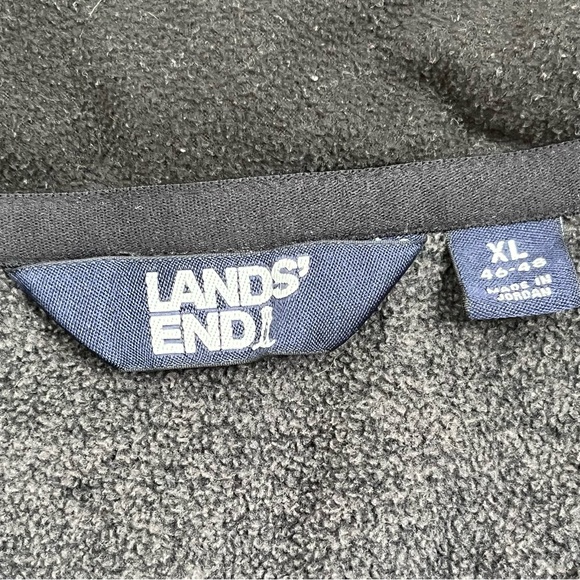 Lands End Sweater Adult Extra Large Gray Quarter Zip Fleece Pullover Outdoor Men - Picture 5 of 13
